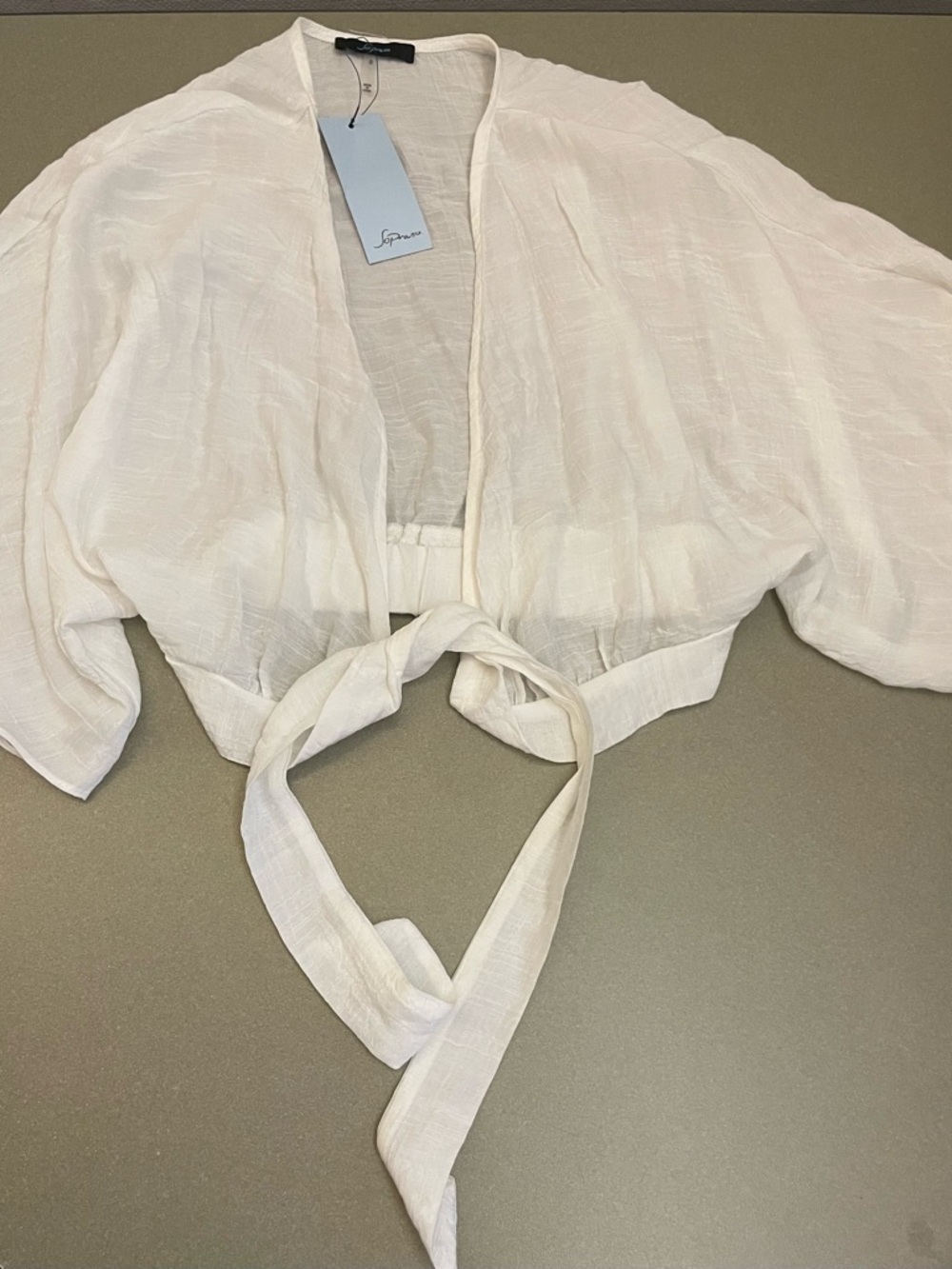 White cropped lightweight cardigan